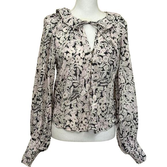 Anthropologie blue/white peasant top, romantic, cottagecore, floral, soft girl - Picture 1 of 6